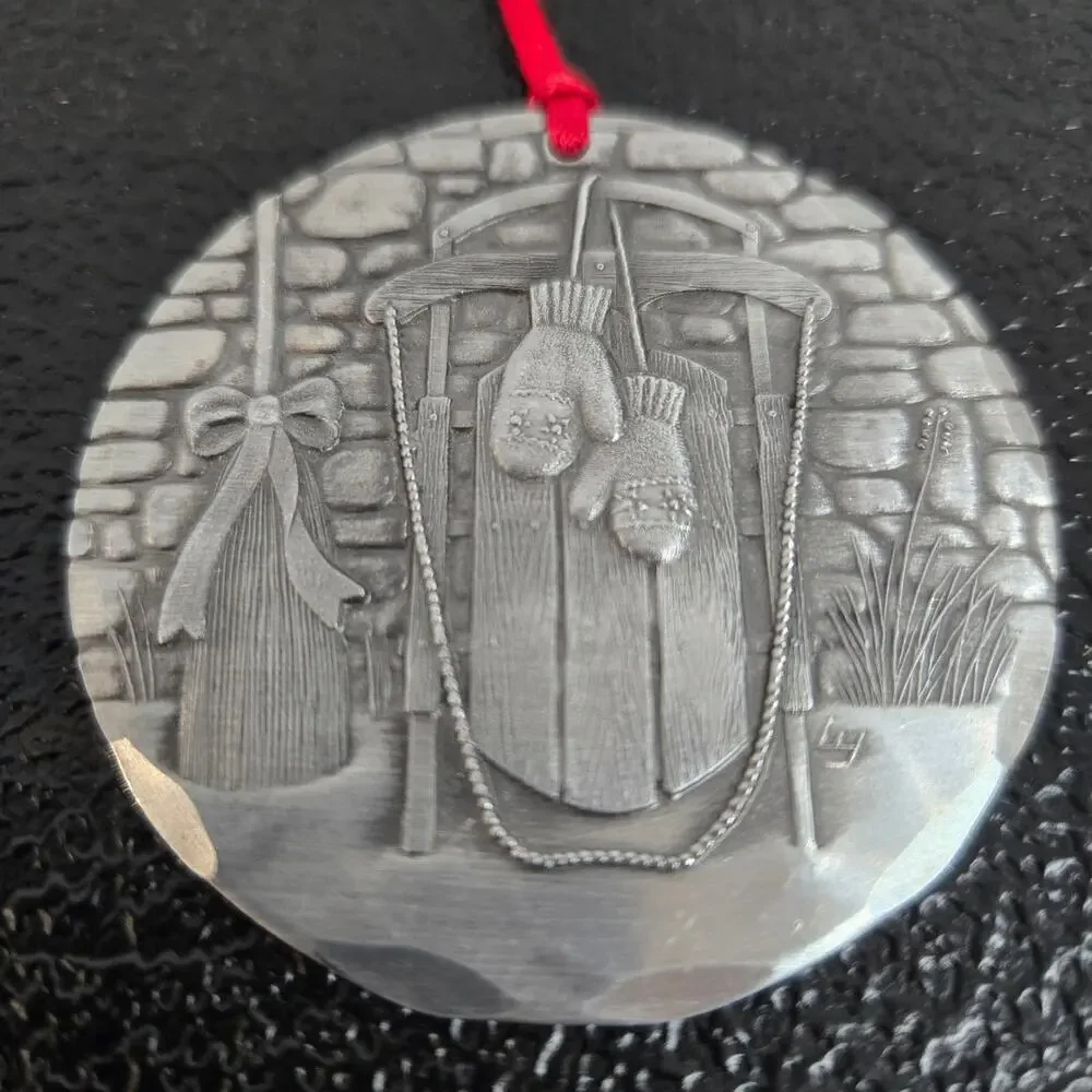 Wendell August Forge 2011 Christmas Ornament Snow Days Mitten & Sled Metal